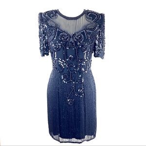 Vintage ShoMax Evening Sequins Embellished Dress L